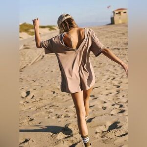 NWT FP Movement Hot Shot Tee Romper Mocha Latte Small